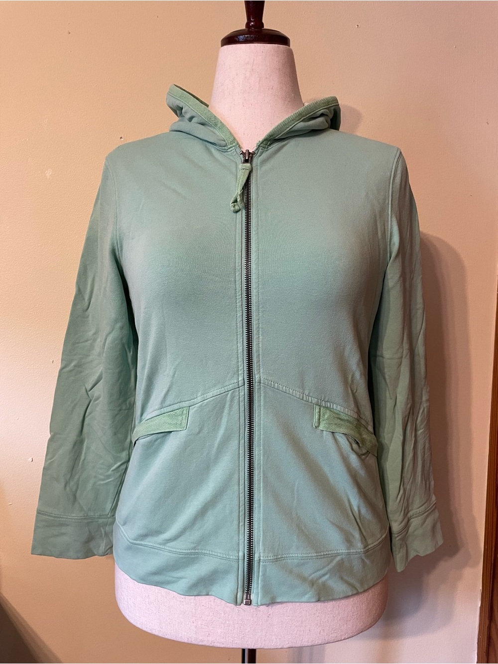 Petite Sophisticate Mint Green Zip-Up Hoodie